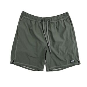 SAXX Swim Shorts Mens Large‎ Green Drawstring Mesh Lined Pocket Boardshorts